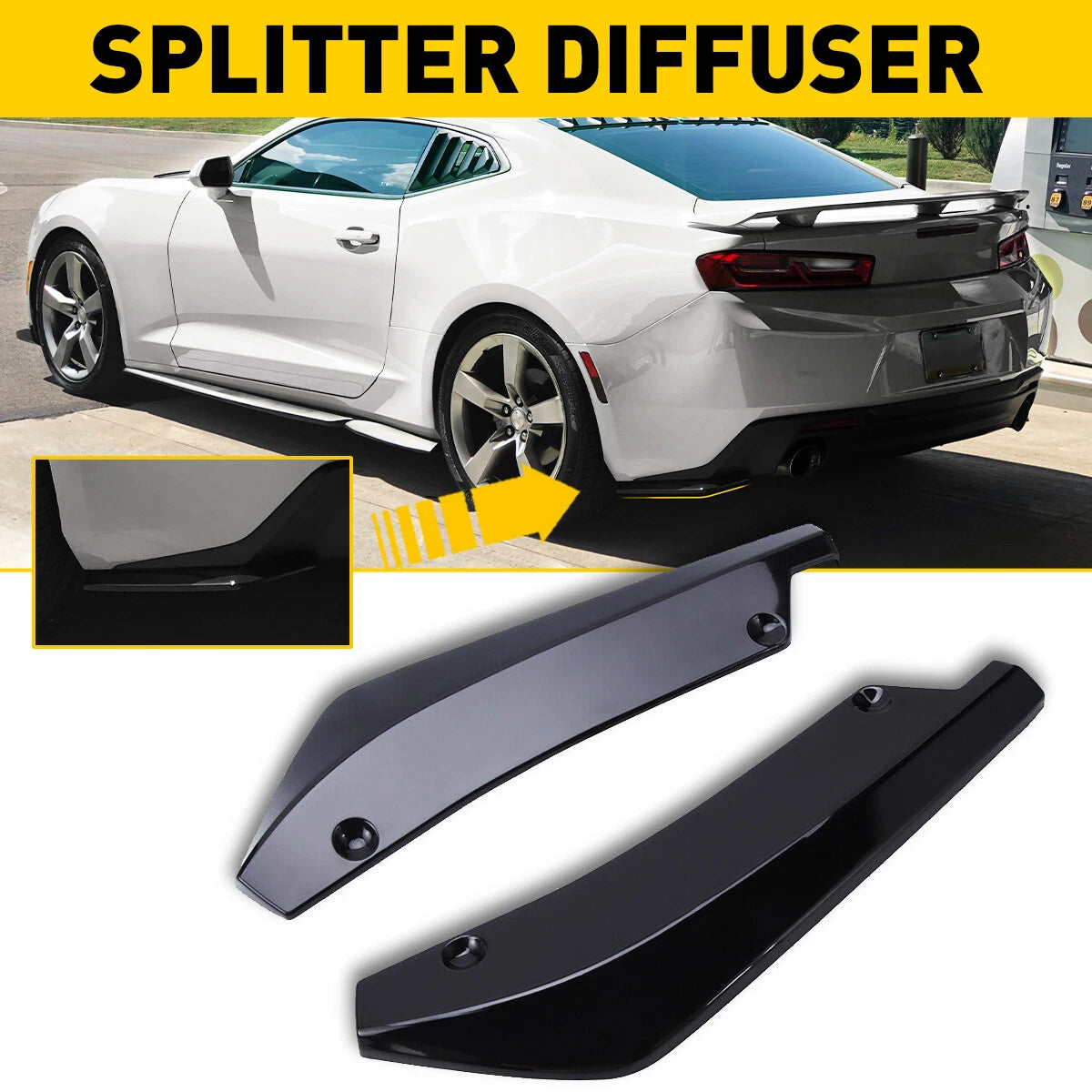 For Ford Mustang 2000-2021 Rear Spats Side Splitter Bumper Lip Diffuser Canard 6B93BC-57