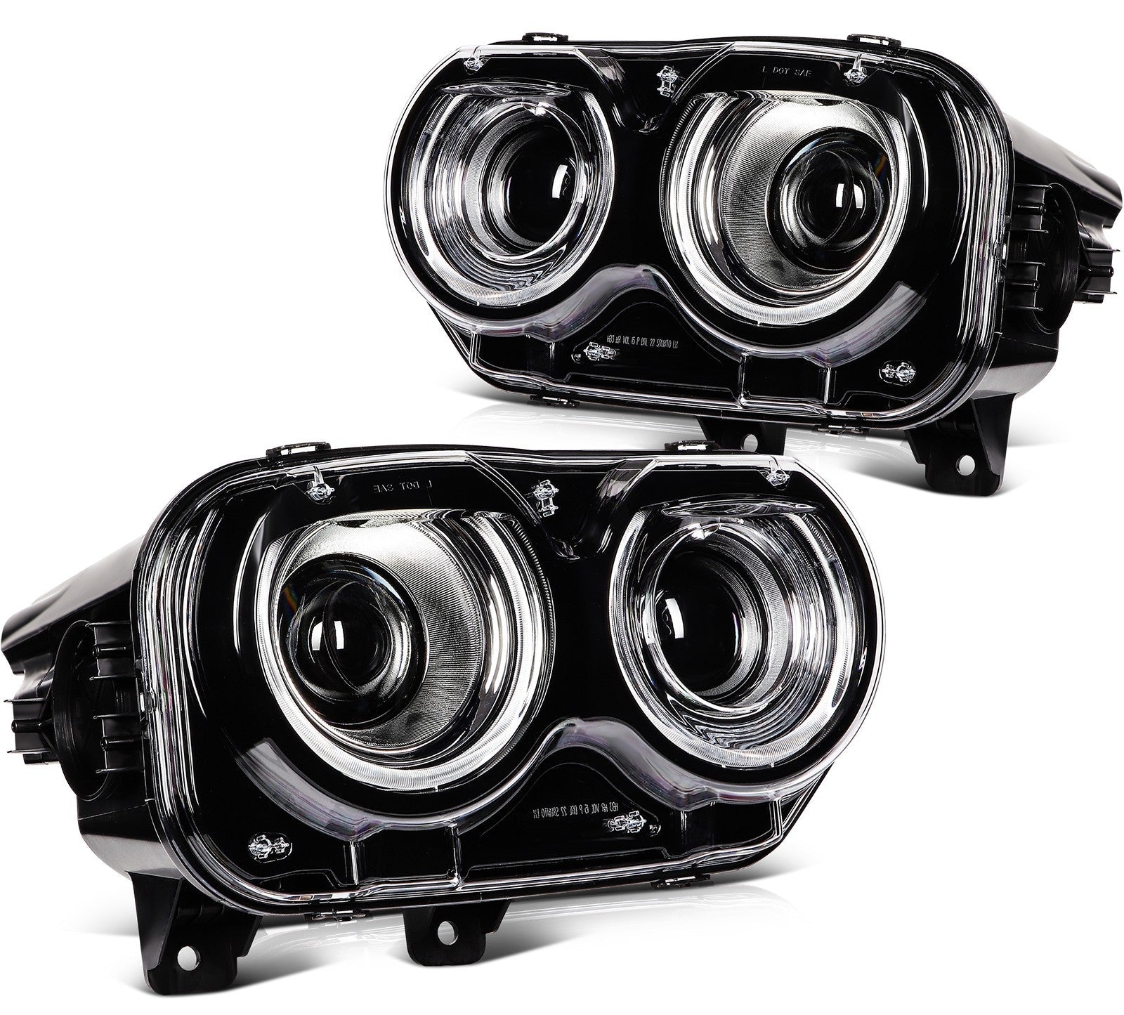 Pair Kit LED Black Headlights Assembly For 2015-2022 Dodge Challenger Black 6B93BC-57