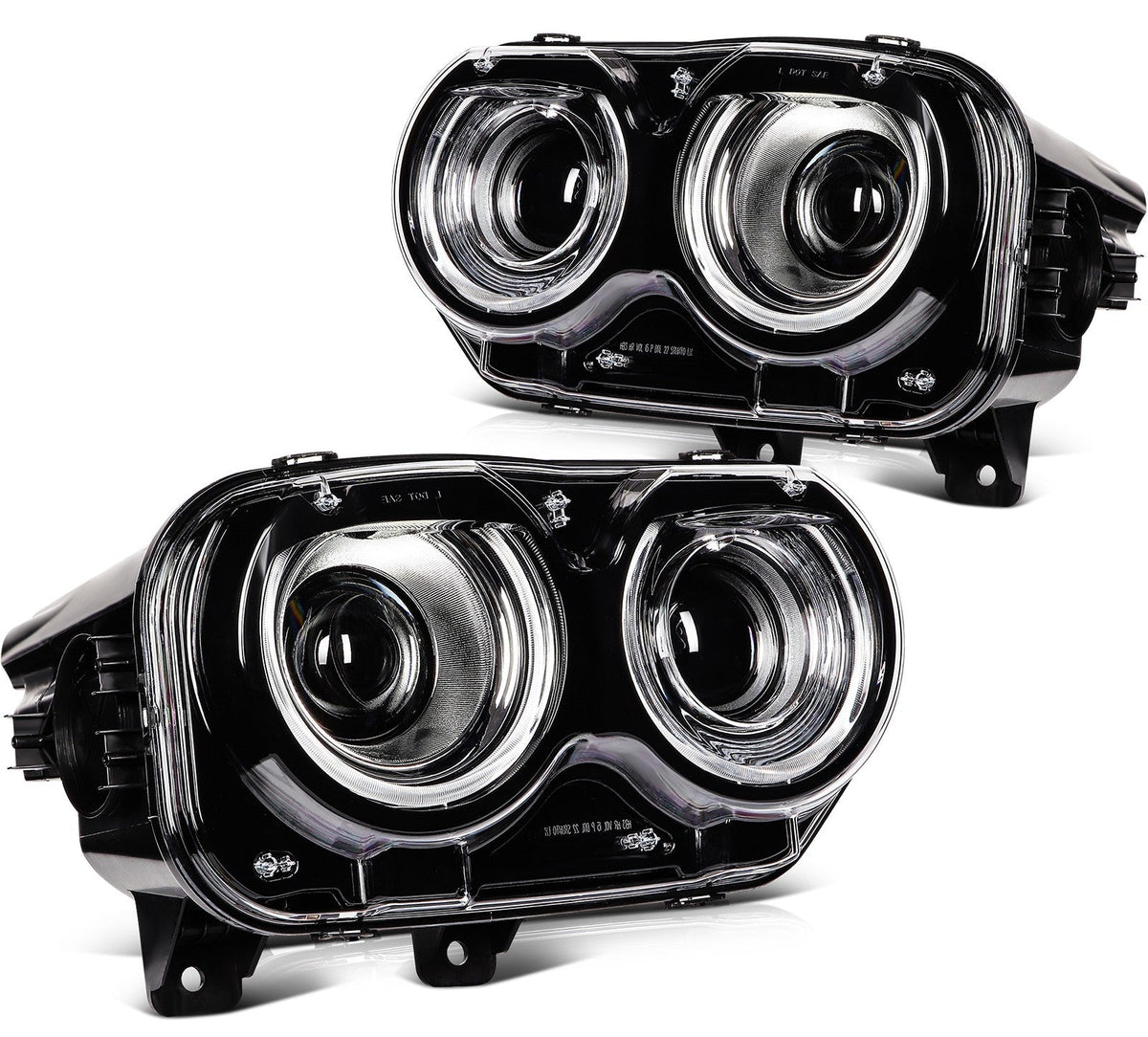Pair Kit LED Black Headlights Assembly For 2015-2022 Dodge Challenger Black 6B93BC-57