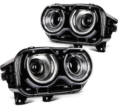 Pair Kit LED Black Headlights Assembly For 2015-2022 Dodge Challenger Black 6B93BC-57