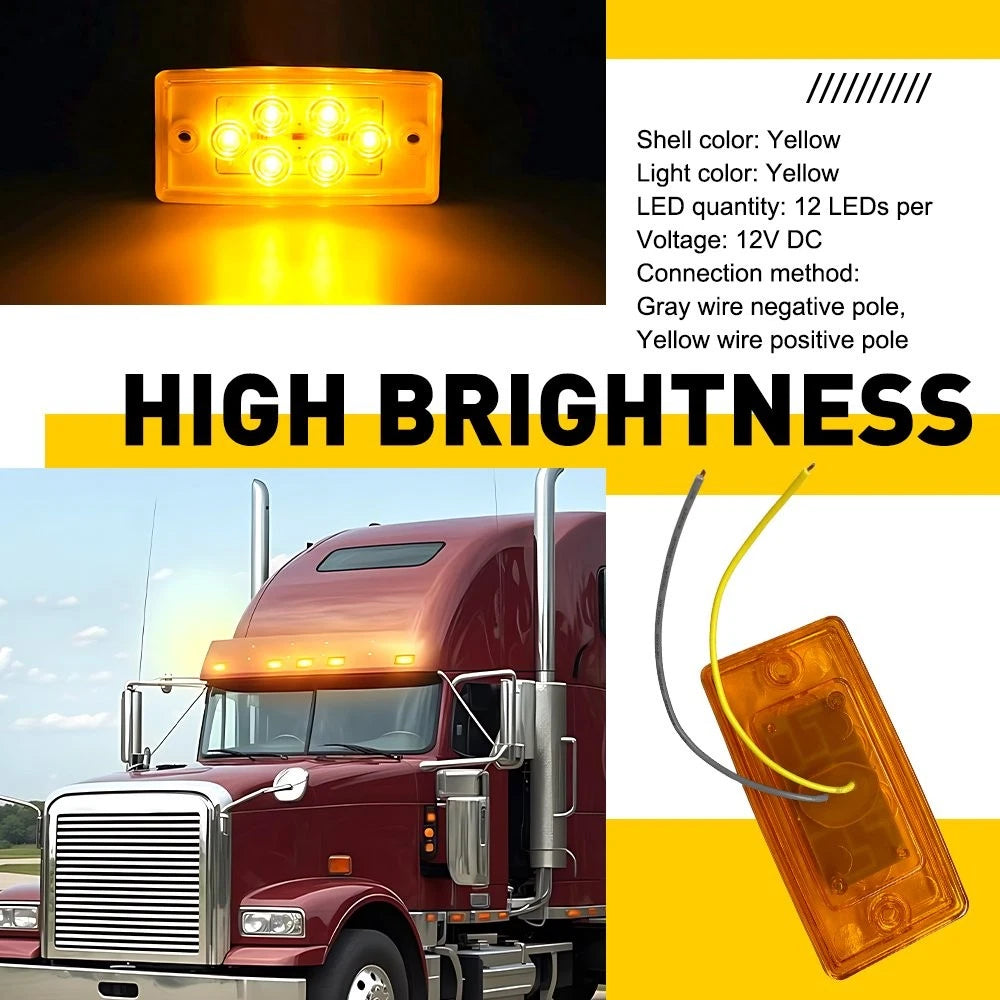 Amber Led Top Marker Cab Roof Light For 12v Semi-Trailers Dump Truck Trailer EOA 6B93BC-57