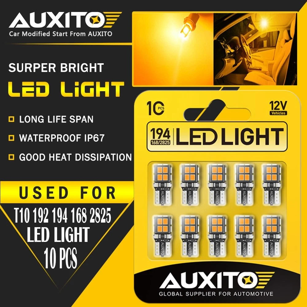 10X Canbus T10 LED Side Marker Lights Bulbs 168 192 2825 Amber Yellow 3000K 14E 6B93BC-57