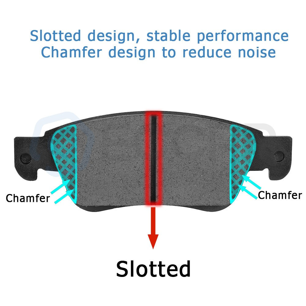 Front And Rear Ceramic Brake Pads 8Pcs Set For Kia Soul 2014 2015 2016 Slotted 6B93BC-57