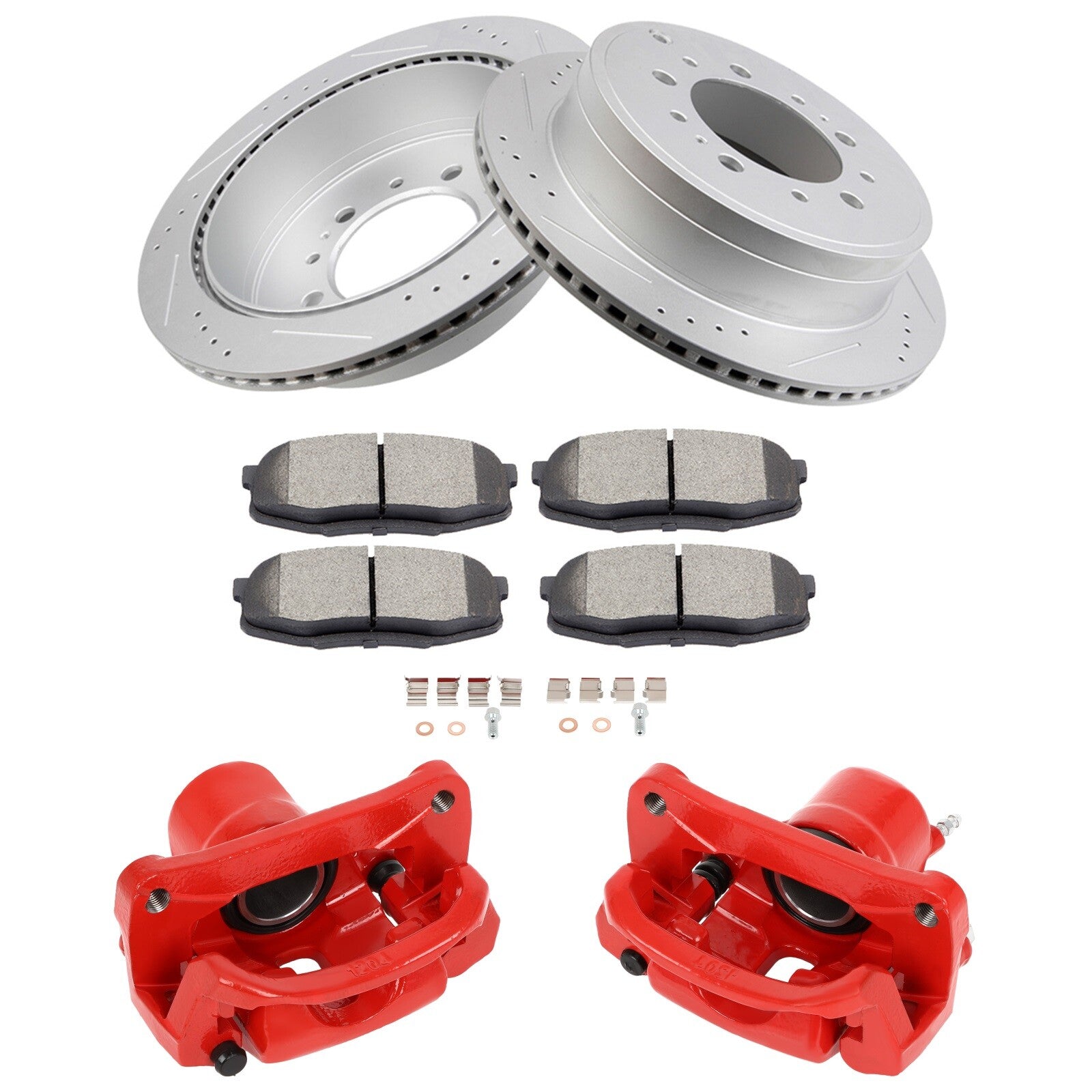 Rear L+R Brake Rotors Ceramic Pads Calipers For Toyota Sequoia Tundra 2008-2017 6B93BC-57