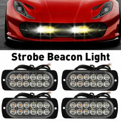 4X 12 LED Car Truck Beacon Warning Flash Strobe Light Bar Amber/White EOA 6B93BC-57