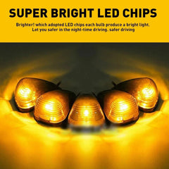 5X Amber LED Cab Marker Rooftop Light Kit For Ford 1999-2016 F250 F350 F450 F550 6B93BC-57