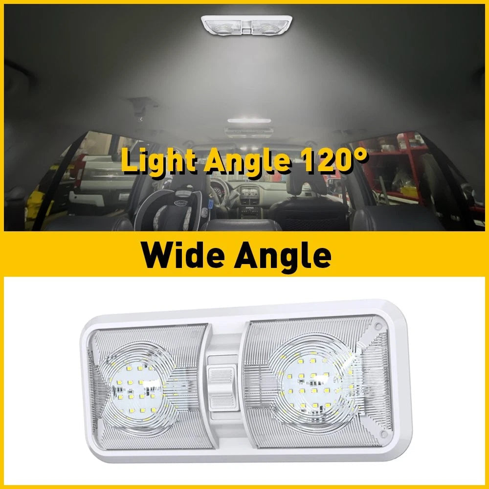 Universal LED Car Vehicle Interior DOUBLE Dome Light Roof Ceiling Lamp White 12V 6B93BC-57