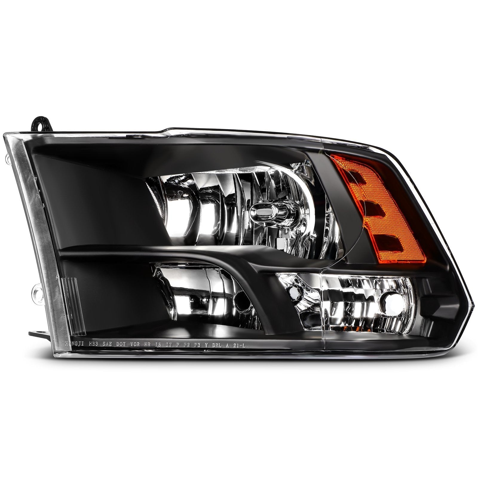 Pair Kit Headlights Assembly For 2009-2018 Dodge Ram 1500 2500 3500 Black Amber 6B93BC-57