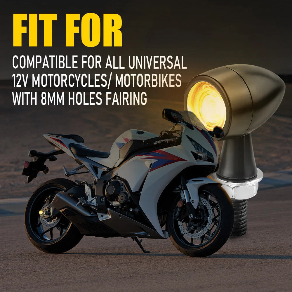 Mini Motorcycle LED Bullet Turn Signals Blinker Light Indicator Amber Black EOA 6B93BC-57