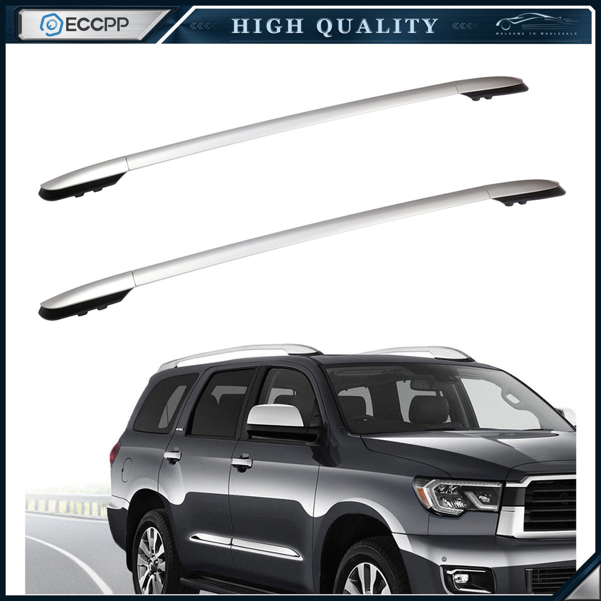 2Pcs Roof Rack Side Rails Cargo Carrier For 2015-2016 Toyota RAV4 4Dr Aluminum 6B93BC-57