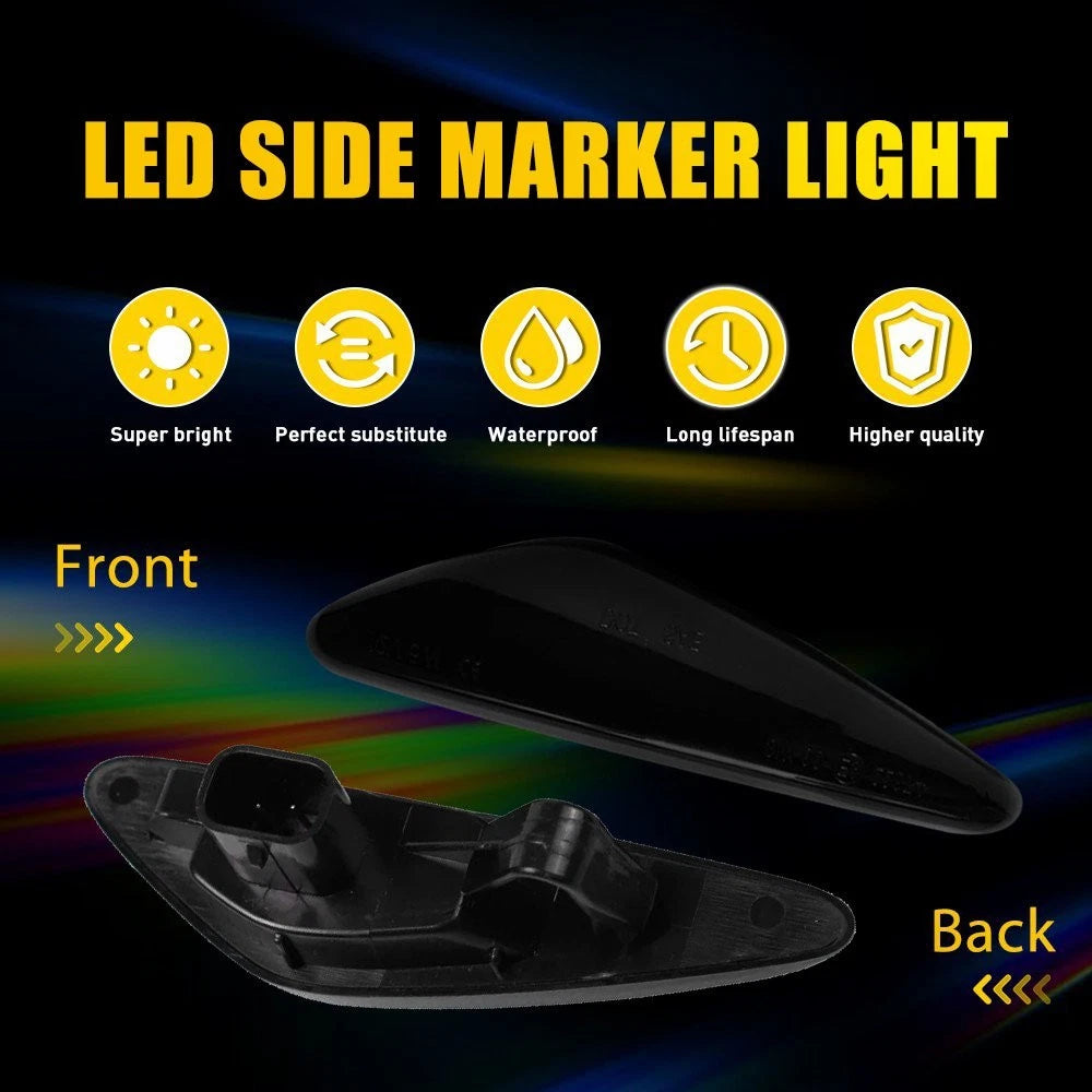 Pair Amber Sequential LED Side Light Marker Smoke For 2017-20 124 Fiat Spider EA 6B93BC-57