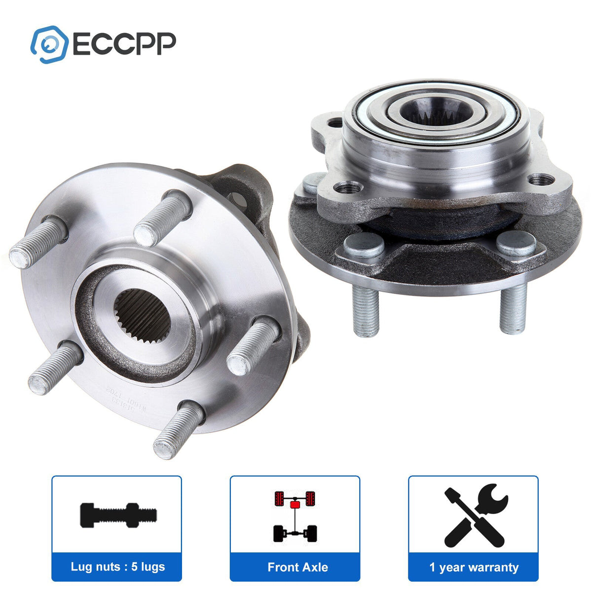 2Pcs Wheel Hub Bearings Front AWD For Mitsubishi 3000GT Lancer Evolution NON-ABS MITSUBISHI