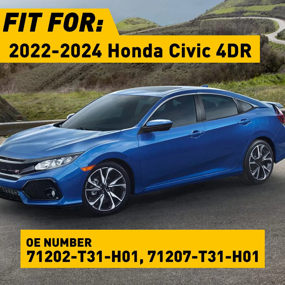 Headlight Molding Trim Lower Filler Pair LH RH For 2022-2024 Honda Civic 4DR EOA 6B93BC-57