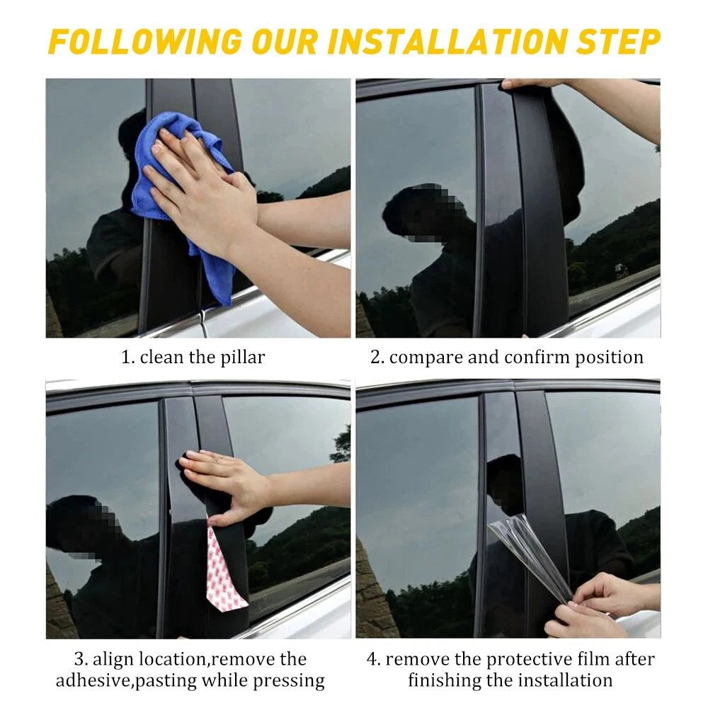 For Honda Civic 10th 2016-20 Glossy Black Door Window Pillar Posts Cover Trim EA 6B93BC-57