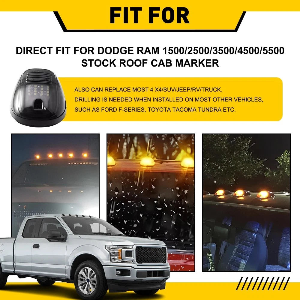 5X Led Top Cab Marker Roof lights Amber For 2003-2018 Dodge Ram 1500 2500 3500 A 6B93BC-57