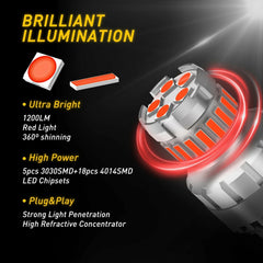 4X AUXITO 7443 7440 Flash Strobe Blinking Red Brake Tail Stop Light LED Bulbs EA AUXITO