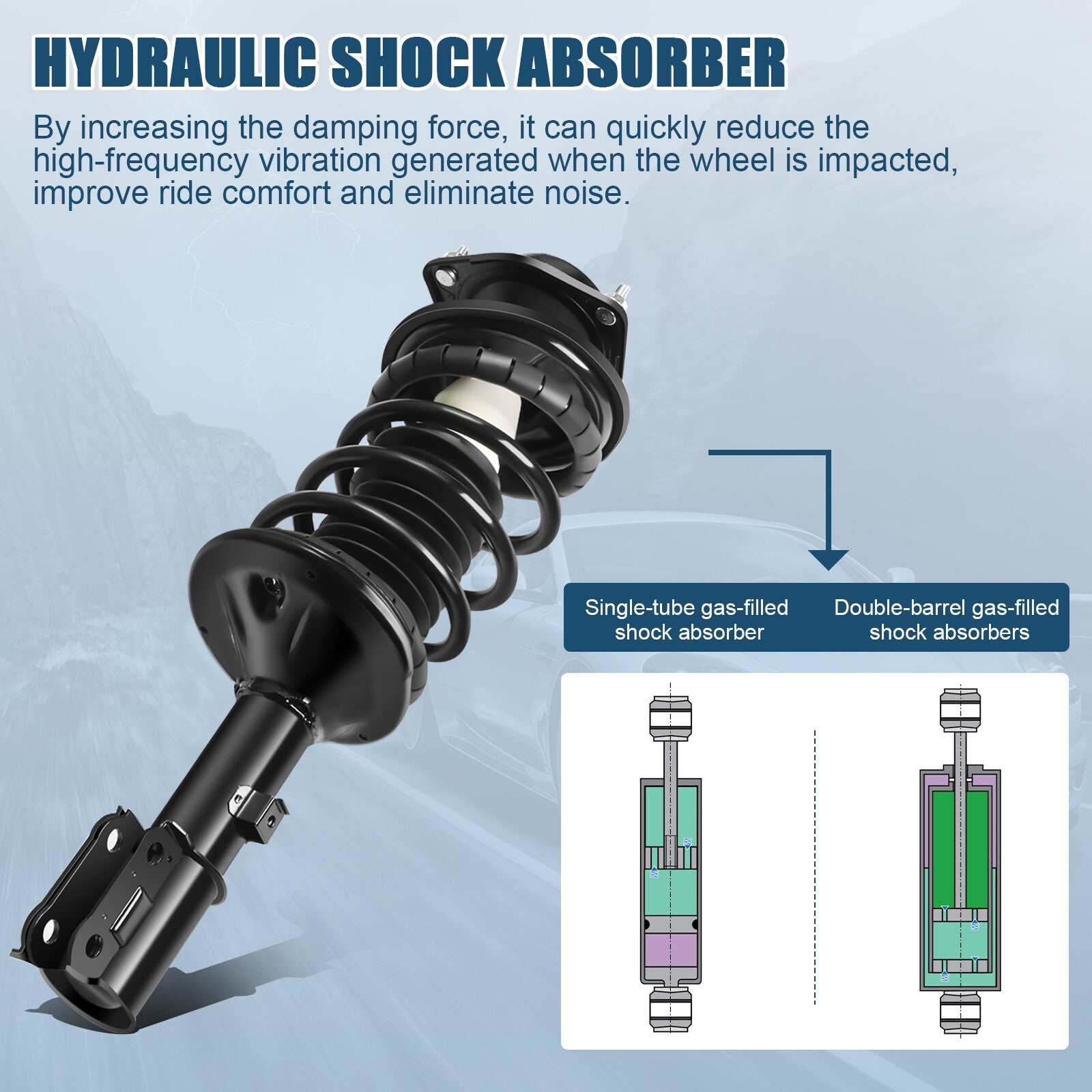 For Hyundai Accent 2000-05 Front Loaded Complete Struts w/ Coil Spring Assembly 6B93BC-57