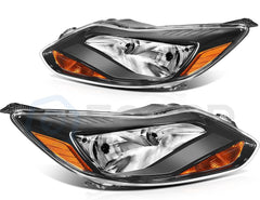 ECCPP Headlights Assembly For Ford Focus 2.0L 2012-2014 Pair Kit Black Amber 6B93BC-57