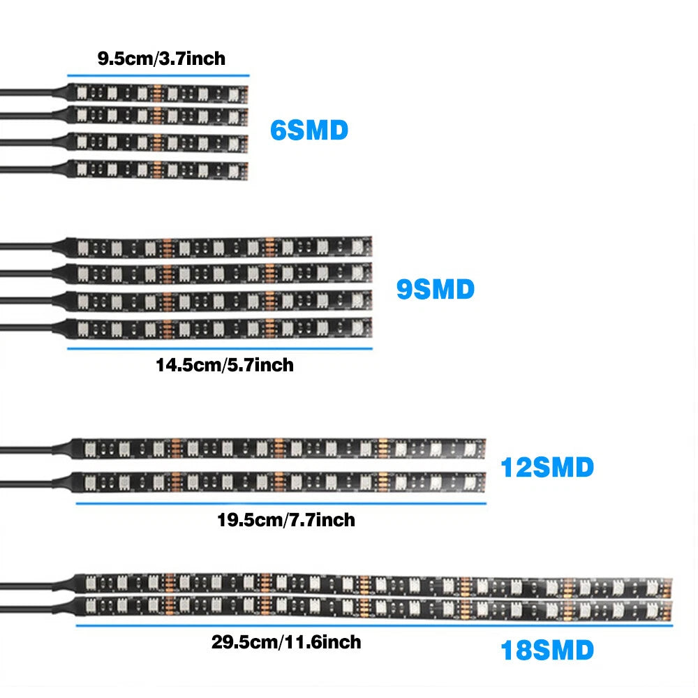 12x Motorcycle Waterproof 120LED RGB Under Glow Strip Neon Lights Kit w/Remote E 6B93BC-57