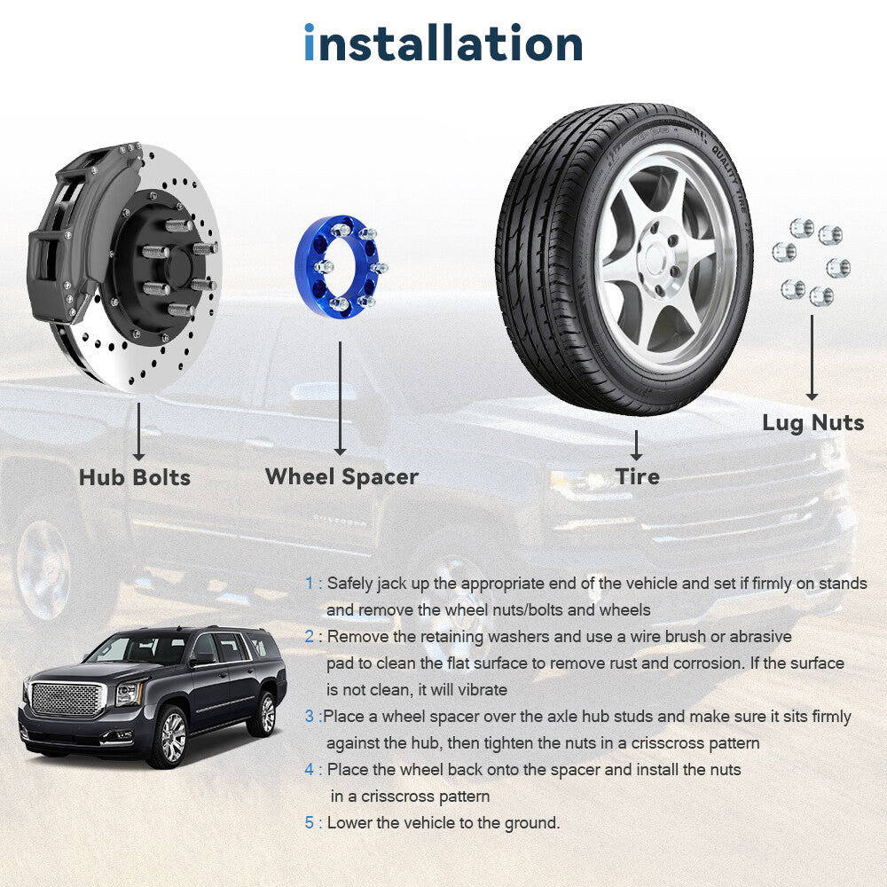 2 Pcs 1.25" 6x5.5 to 6x135 Wheel Adapters 14x1.5 For Chevy Silverado Sierra 1500 6B93BC-57