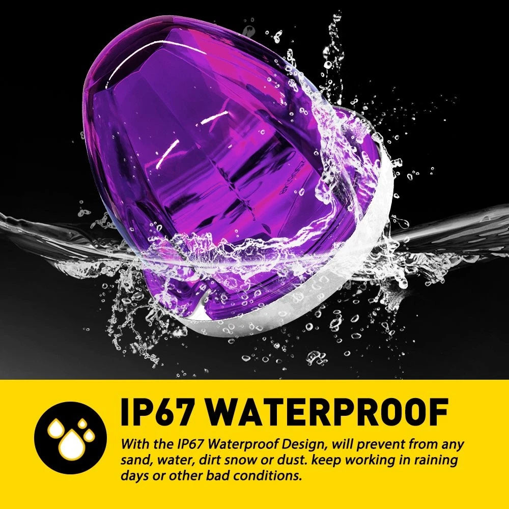 2x Purple LED Watermelon Marker Light Chrome Housings Waterproof Sealed 12-24V A 6B93BC-57