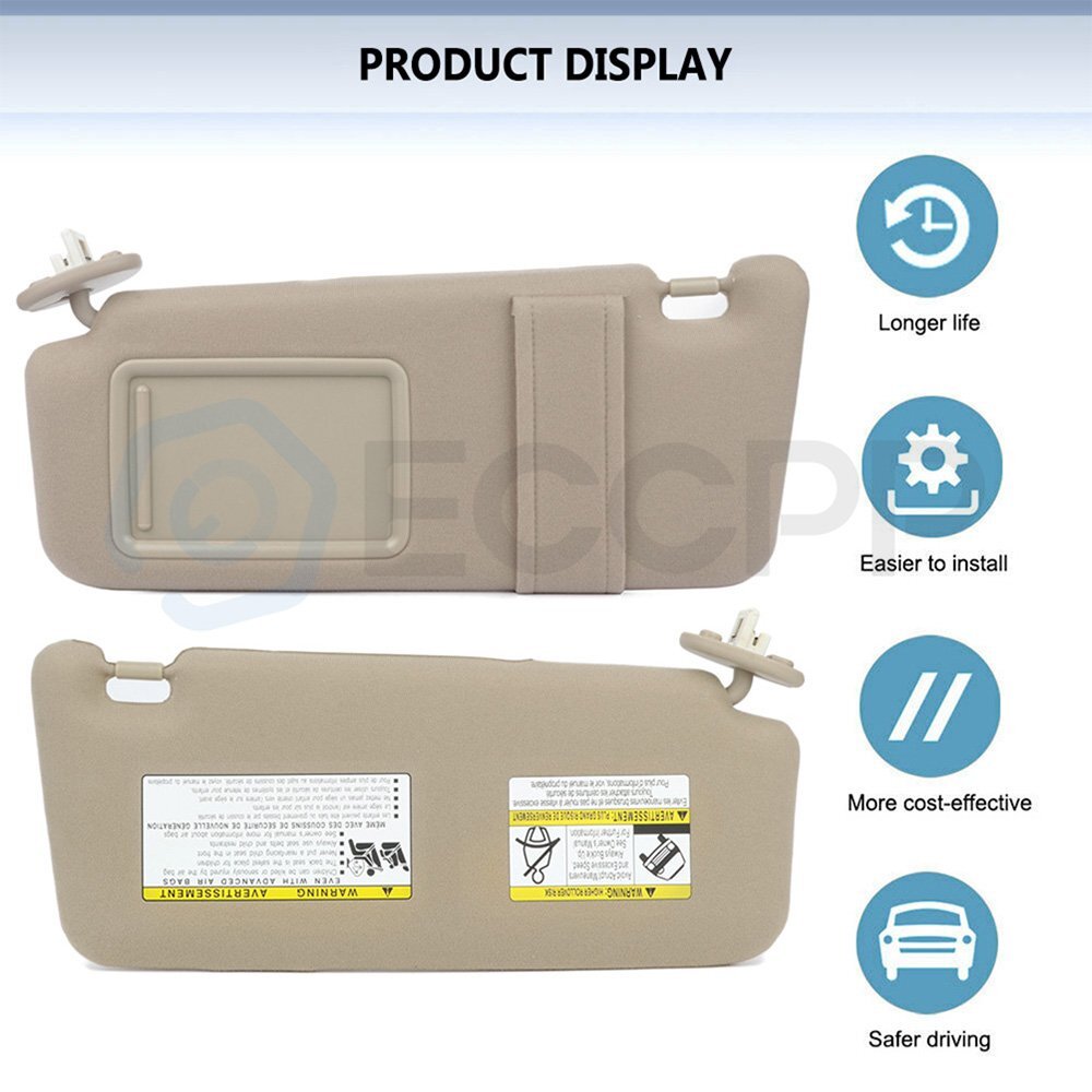 For 2013-2016 Toyota Venza Beige Pair Left & Right Side Sun Visor w/ Sunroof 6B93BC-57