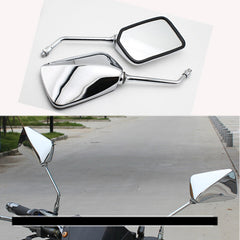 Motorcycle Rectangle Rear view Mirrors Chrome 10mm For Honda VTX1300 VTX1800