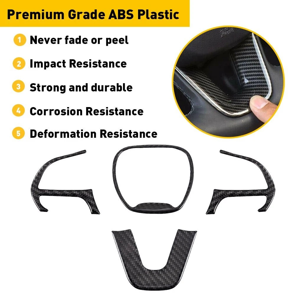 Carbon Fiber Steering Wheel Trim Cover for 15+ Dodge Challenger Charger USEOA 6B93BC-57