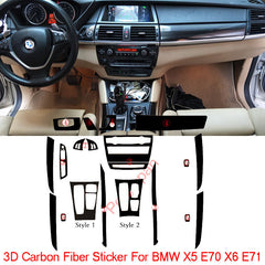 Interior Center Console Carbon Fiber Molding Sticker Decals For BMW X5 X6