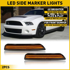 2XFront Bumper Side Marker Light Smoke Lens Amber For LED Ford Mustang 2010-2014 6B93BC-57