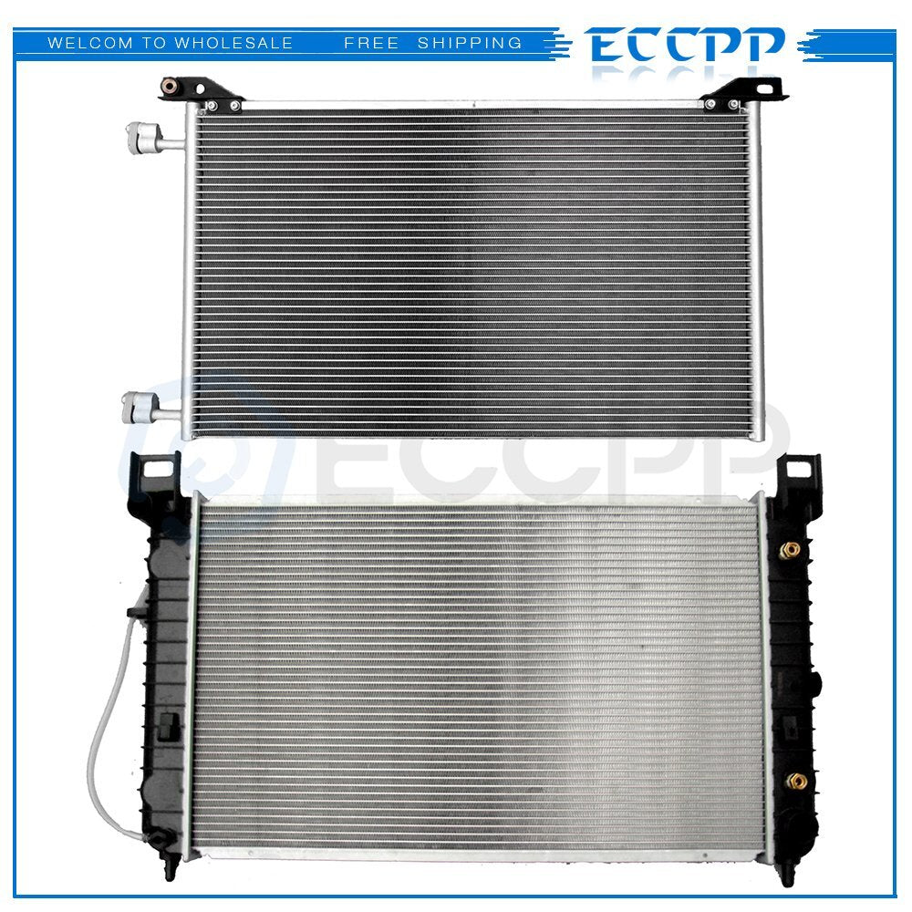 Aluminum Radiator & AC Condenser Cooling Kit For 99-02 Chevy Silverado 1500 4.3L 6B93BC-57