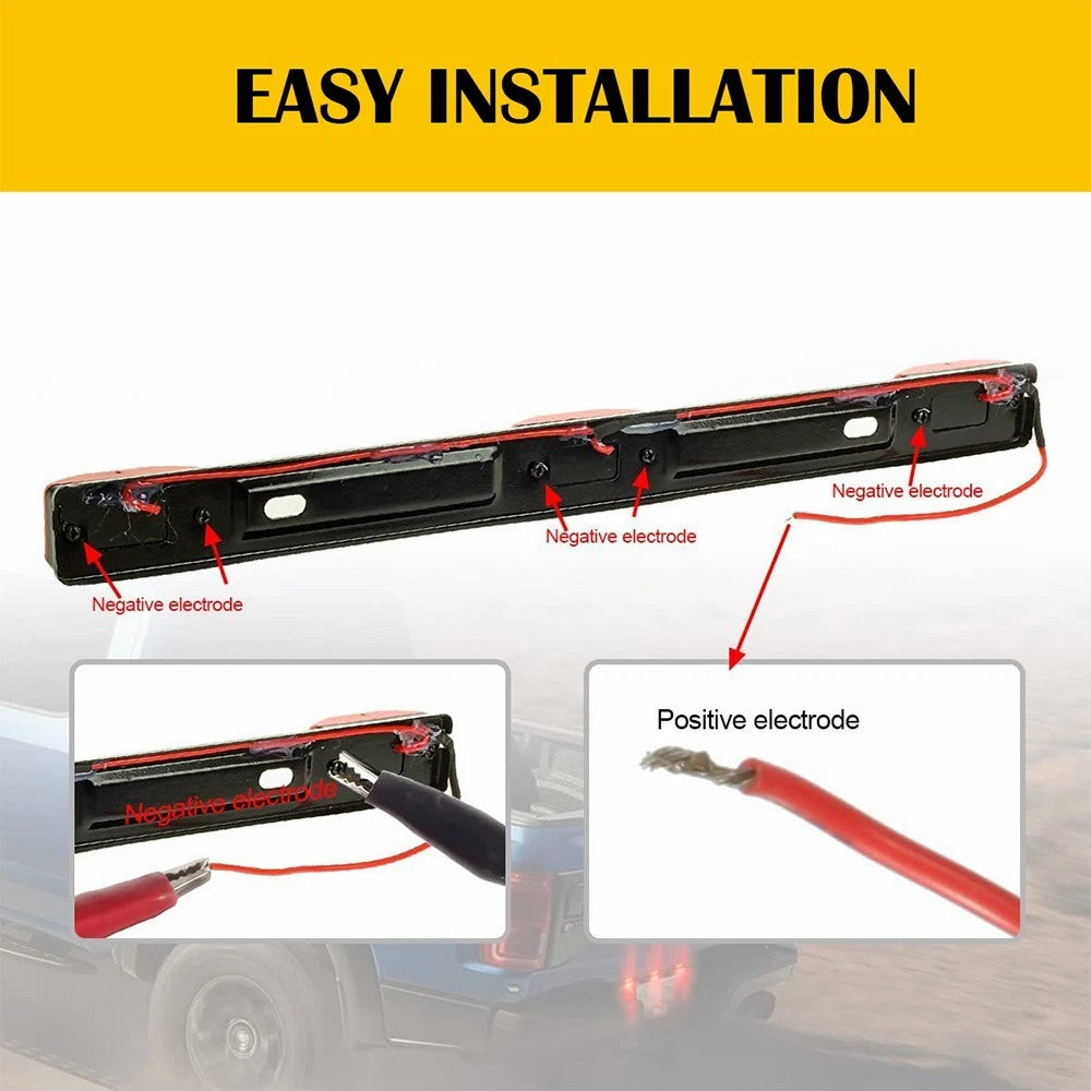 15 inch Sealed Truck& RV Trailer Light Bar 3 LED Third Brake Lights Strip Red 6B93BC-57