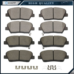Front and Rear Ceramic Brake Pads w/Hardware Kit for 2016 - 2020 Kia Sorento