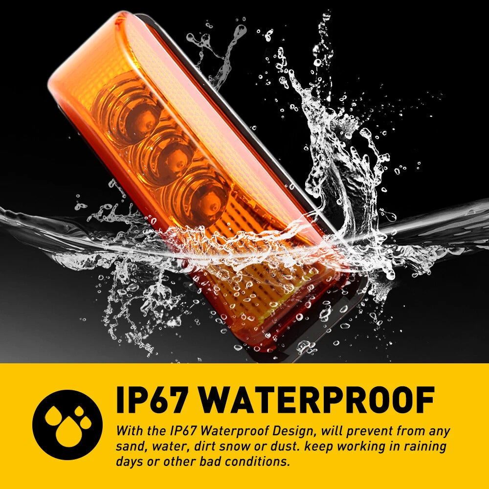 4x Amber 3 LED Side Marker Clearance Lights Waterproof for Trailer Truck RV EOA 6B93BC-57