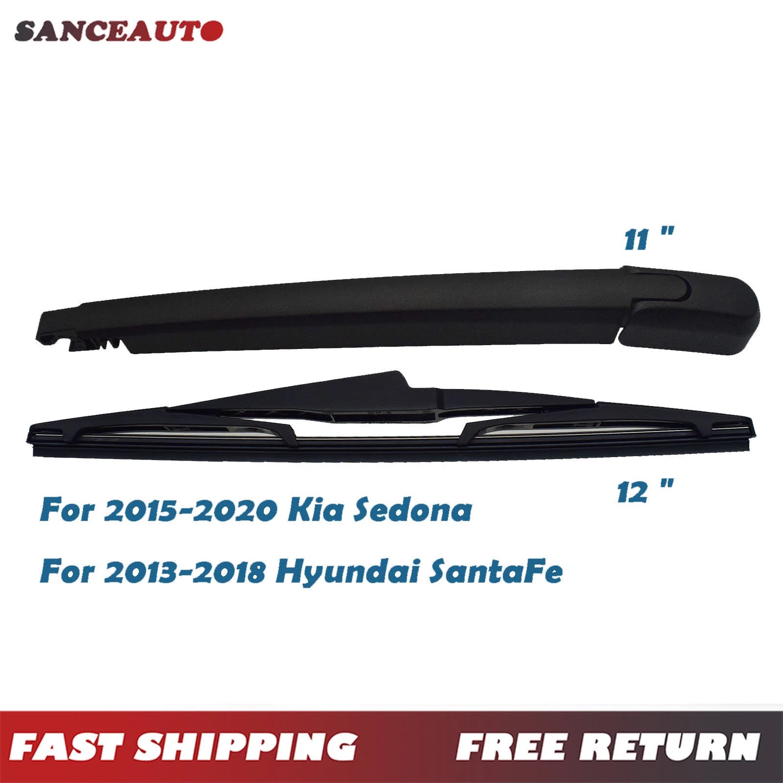 2PC Rear Wiper Arm & Blade for 15-20 Kia Sedona 13-18 Hyundai SantaFe 988502W000 6B93BC-57