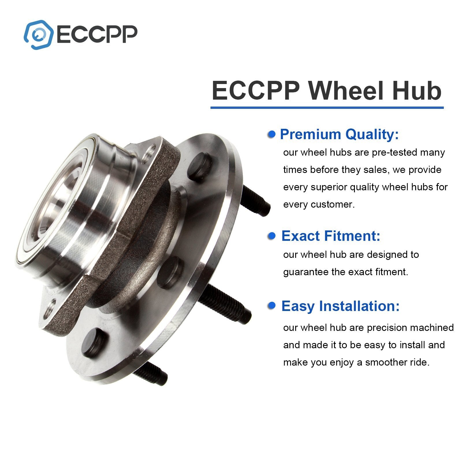 1P Wheel Hub Bearing Front 4WD For 1997-1999 2000 Ford F150 12x1.75 Studs w/ ABS 6B93BC-57