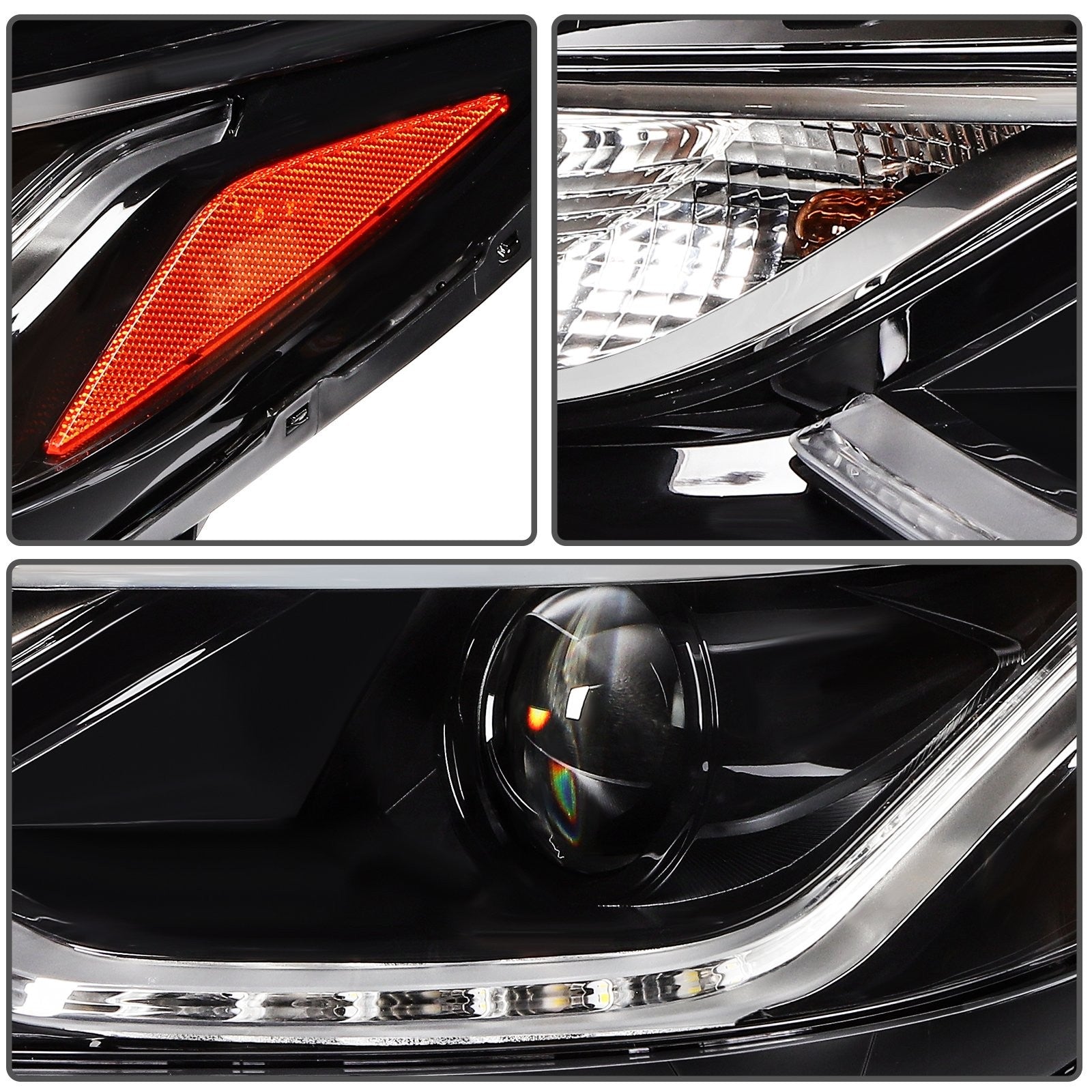 Pair Kit LED Headlights For 2016-2019 Chevrolet Cruze 1.4L 1.6L 1.8L Black Amber 6B93BC-57