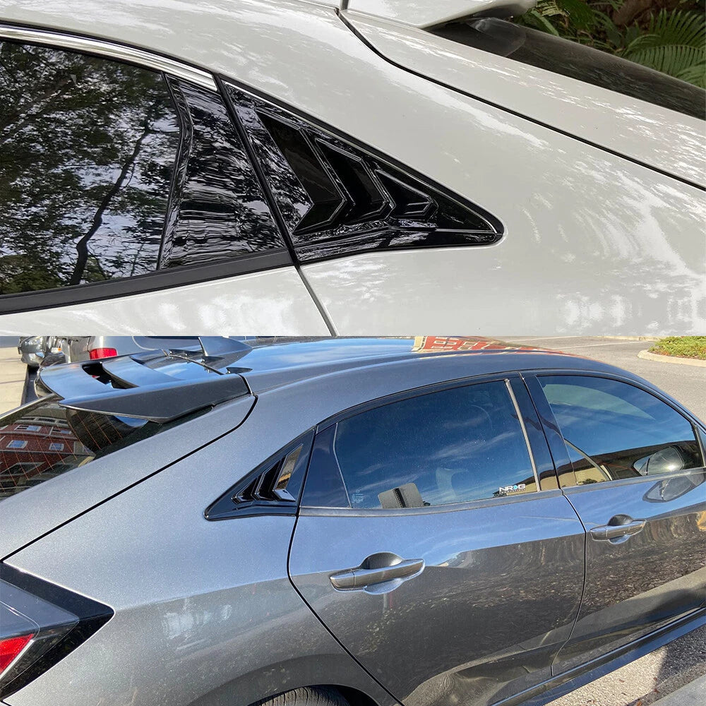 For Honda Civic 16-2020 Quarter Window Louver Cover Side Rear Black 6B93BC-57