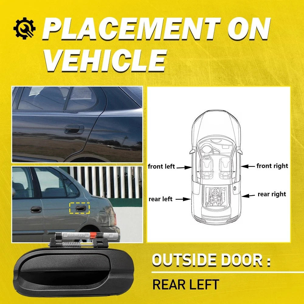 Outside Exterior Door Handle Black Rear Left Side LH For 2000-06 Nissan Sentra A 6B93BC-57