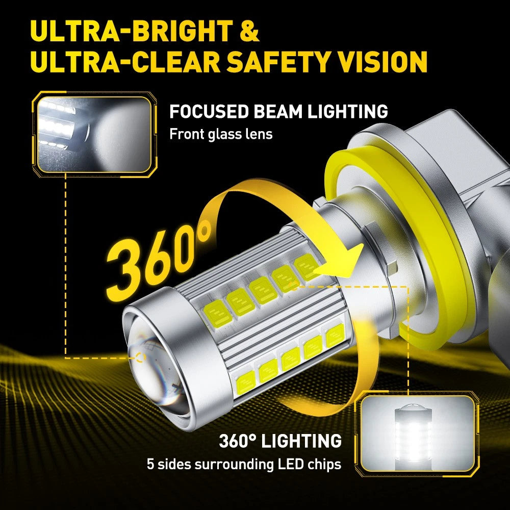 AUXITO H11 LED Headlight Kit Low Beam Bulbs Super Bright 6500K White 20000LM 6GA AUXITO