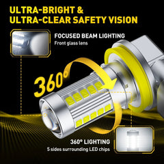 AUXITO H11 LED Headlight Kit Low Beam Bulbs Super Bright 6500K White 20000LM 6GA AUXITO