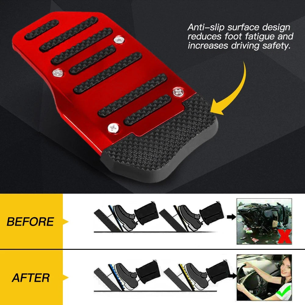 Universal NonSlip Automatic Brake Gas Foot Pedal Pad Cover Kit Accessories (Red) 6B93BC-57