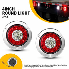 4inch Red+White 16-LED Round Truck Trailer Stop Turn Tail Signal Brake Lights EA 6B93BC-57