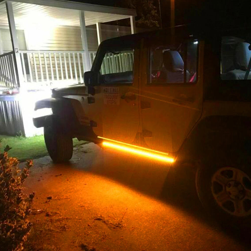 2X 60" LED Running Board Light Side Step Strip Bar White Amber Turn Signal Truck 6B93BC-57