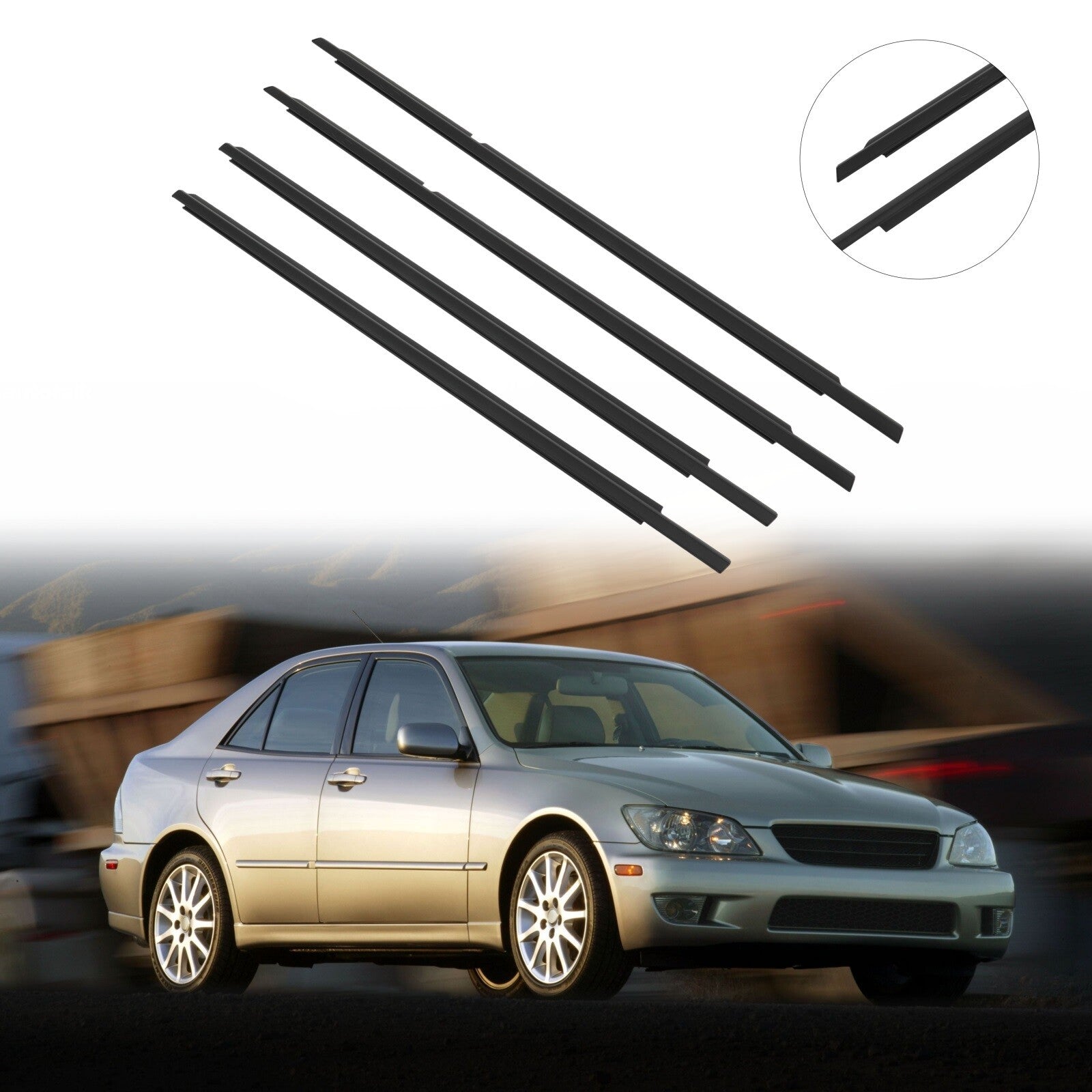 For 2001-2005 Lexus IS300 Front & Rear Door Window Seal Belt Molding 6B93BC-57