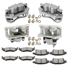 Front+Rear Brake Calipers Brake Pads Set 12Pcs For 2006-2008 Dodge Ram 1500 6B93BC-57