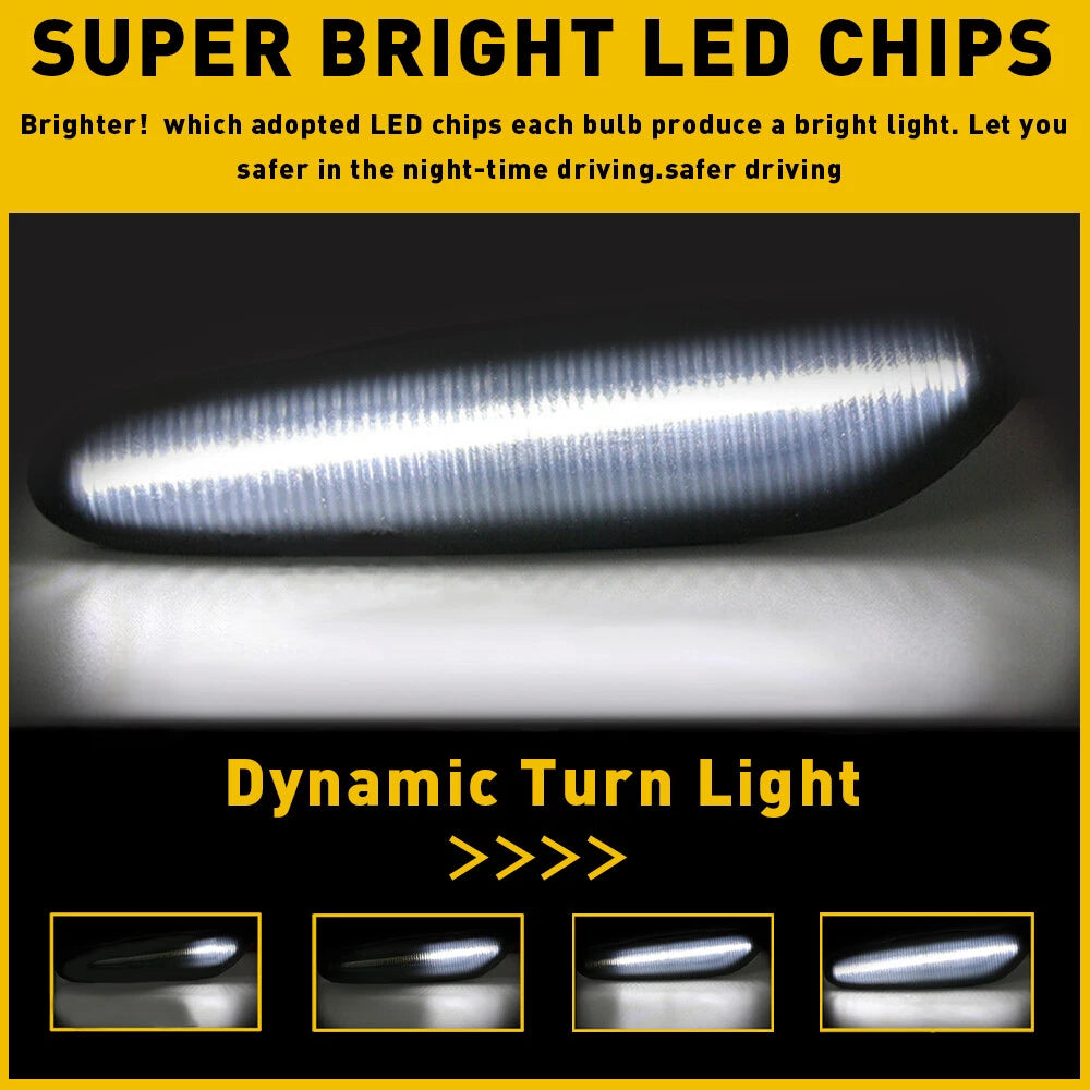White LED Sequential Side Marker Lights For BMW E60 E61 E82 E88 E90 E91 E92 E93 6B93BC-57