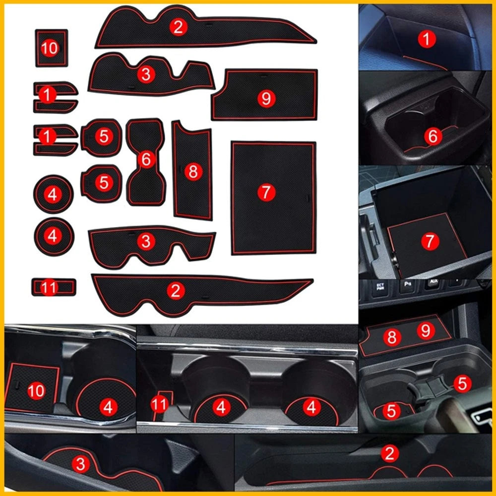 Interior Liner Pad For Toyota Tacoma 16-2022 Cup Console,Door Pocket Insert Red 6B93BC-57