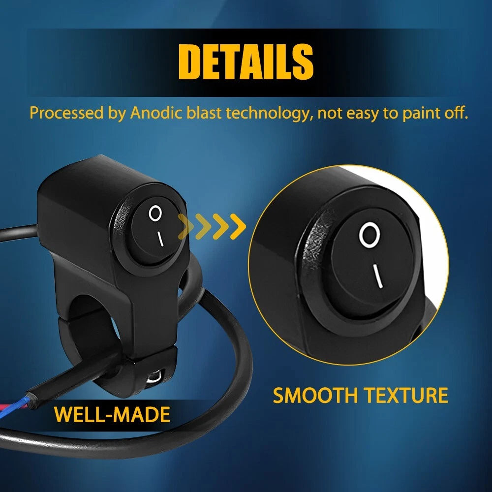 Motorcycle Handlebar 12V Dirt Bike Light Switch For 7/8" Handlebars 22mm EOA 6B93BC-57