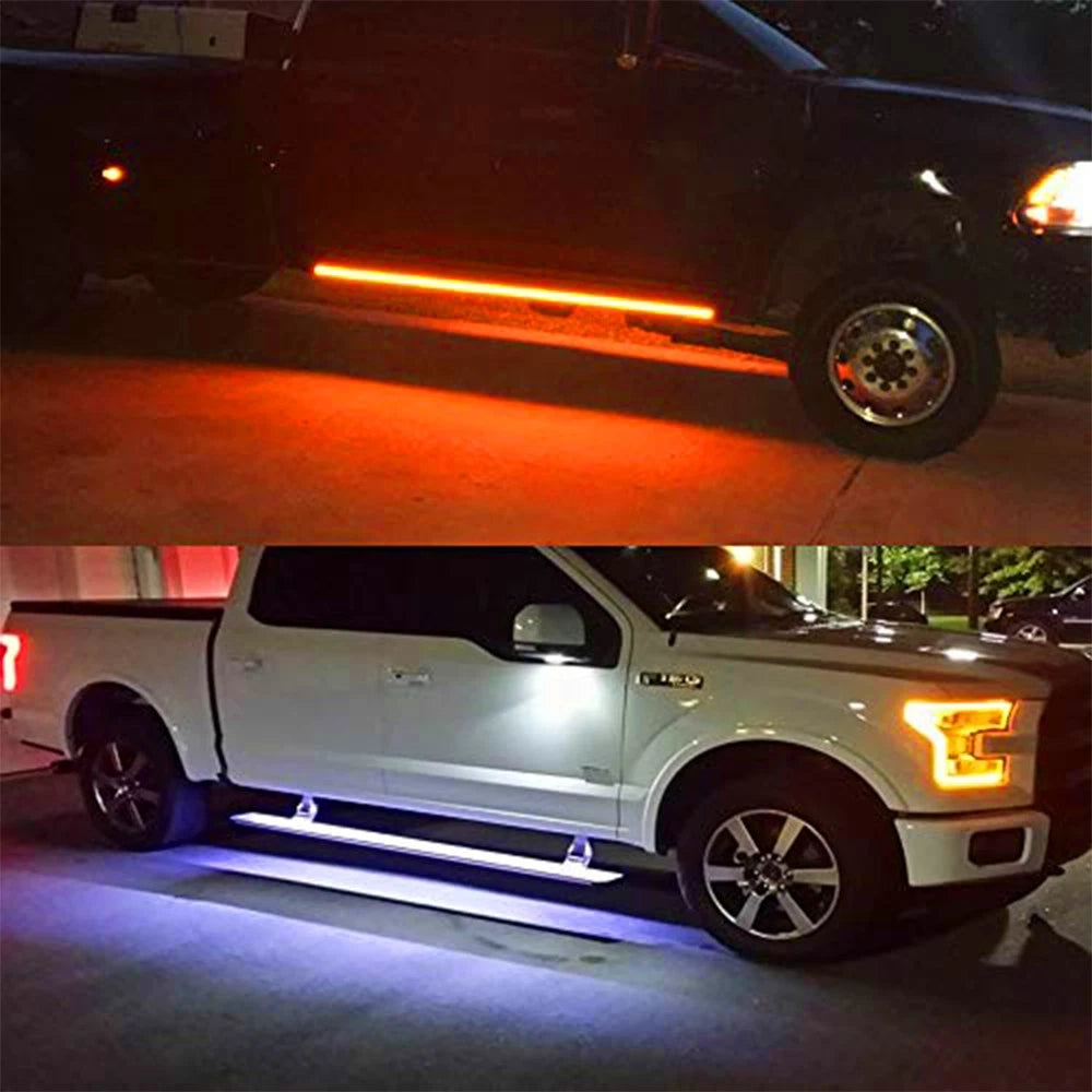 2X 60" Running Board Light LED Side Step Strip Amber White Turn Signal Bar Lamp 6B93BC-57
